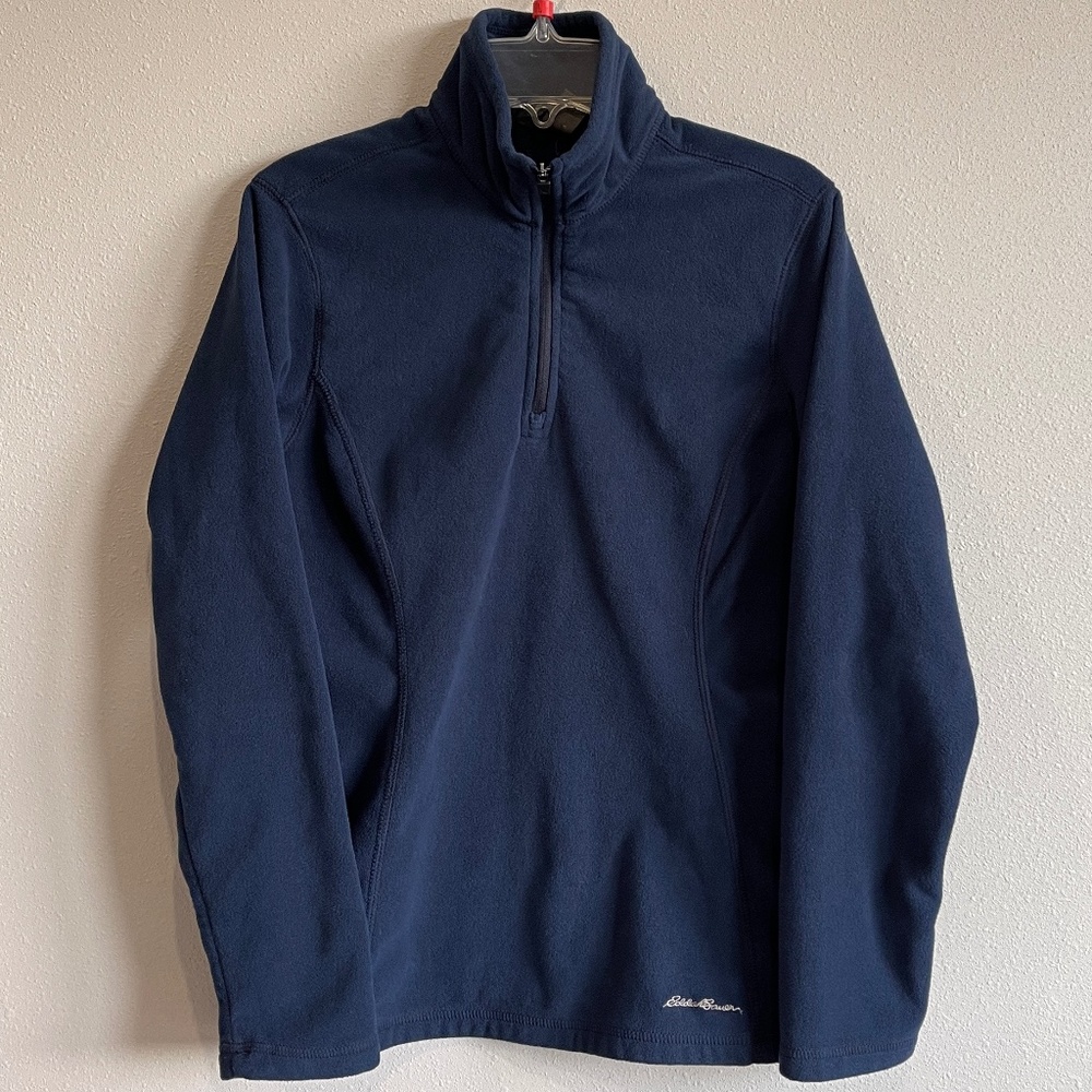Eddie Bauer Women's Fleece 1/4 Zip Navy Blue Super Soft Like New! Petite Small